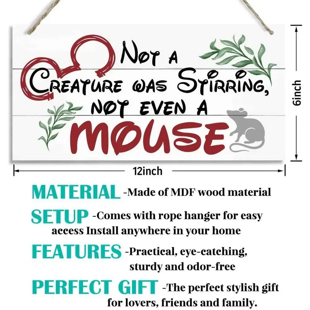 Christmas Wooden Door Sign Not a Creature Was Stirring Rustic Holiday Wall Decor